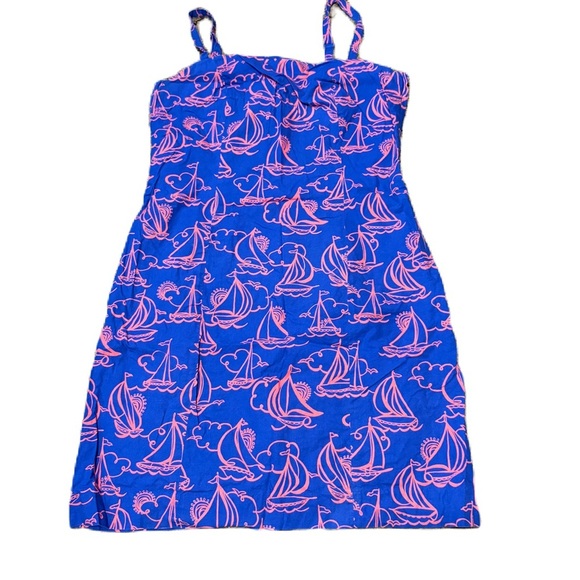 Lilly Pulitzer First Mate Sailboat Blue Pink Mini Dress Sz 10